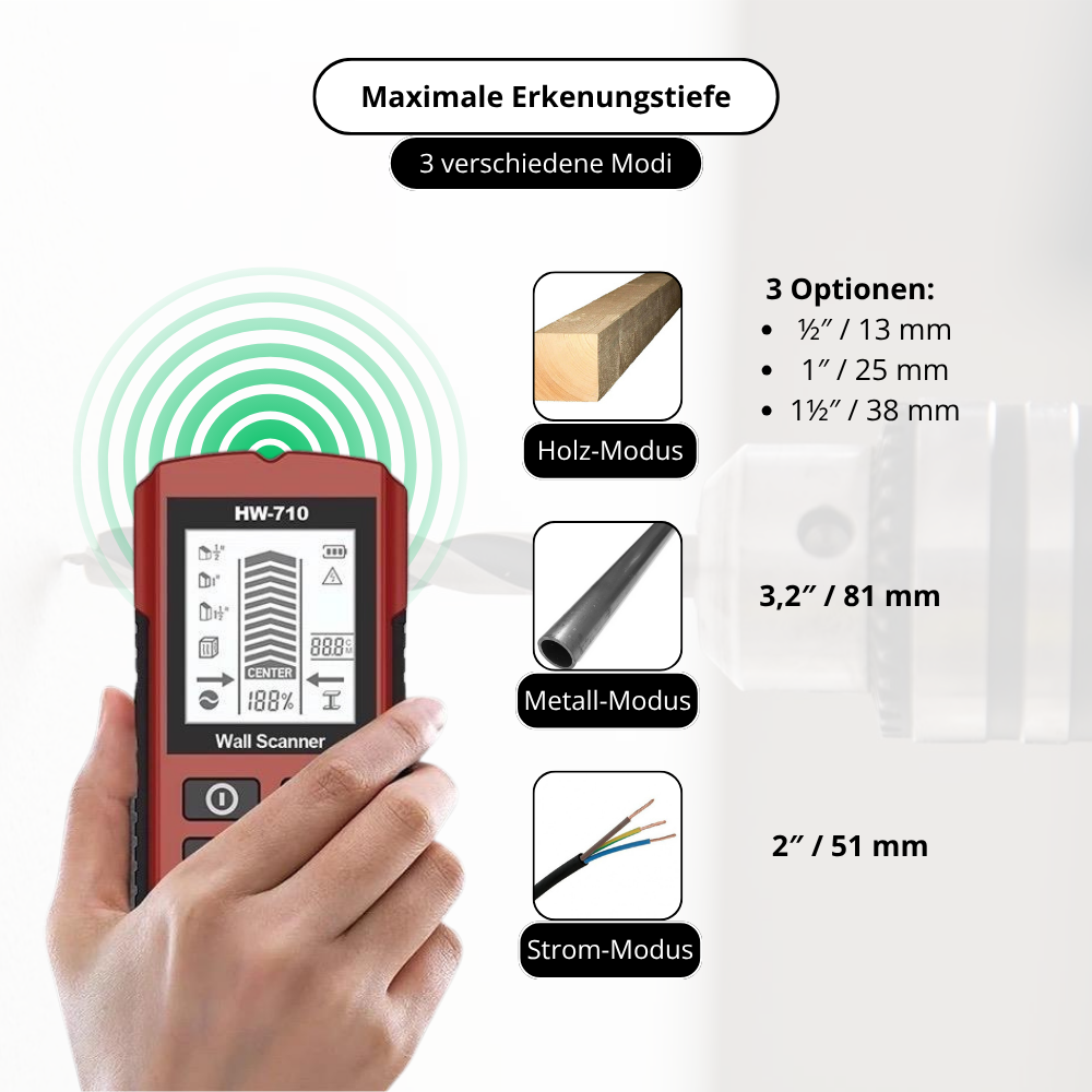 WandHeld™ – Smarter Wandscanner für sicheres Bohren + GRATIS Profi-Bohr-Guide